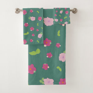 Modern Colourful Romantic Floral Pattern Trendy B Bath Towel Set