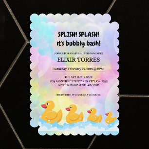 Modern Colourful Rubber Duckies Baby Shower Invitation