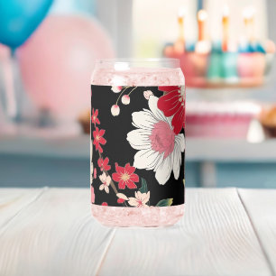Modern Colourful Sakura Flower Japan Birthday part Can Glass
