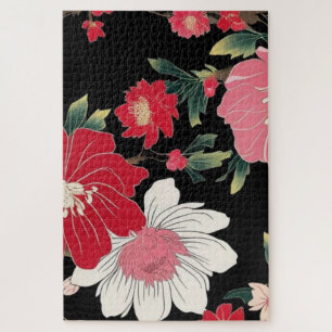 Modern Colourful Sakura Flower Japan Birthday part Jigsaw Puzzle