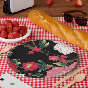 Modern Colourful Sakura Flower Japan Birthday part Paper Plate