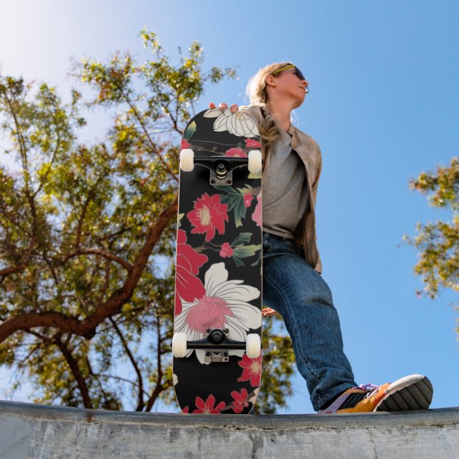 Modern Colourful Sakura Flower Japan Birthday part Skateboard (Outdoor 1)