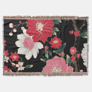 Modern Colourful Sakura Flower Japan Birthday part Throw Blanket
