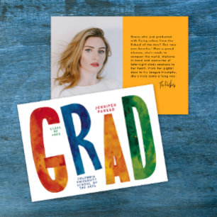 Modern Colourful School Grad Photo Portrait Typo Announcement