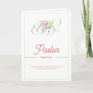 Modern Colourful Script Pastor Appreciation Card