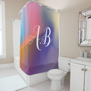 Modern Colourful Shower Curtain with Initials