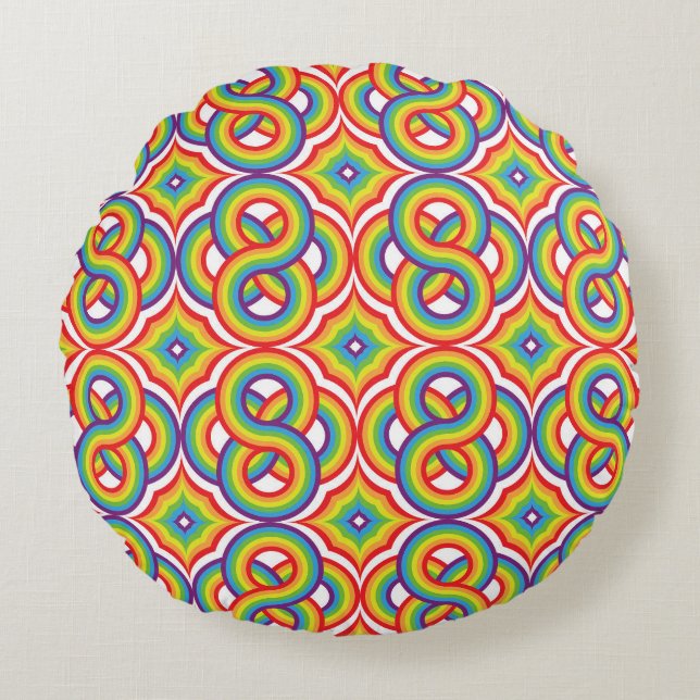 Modern Colourful Simple Batik Motifs Round Cushion (Front)
