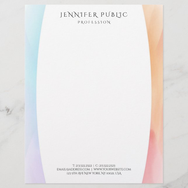 Modern Colourful Simple Design Template Trendy Custom Letterhead (Front)