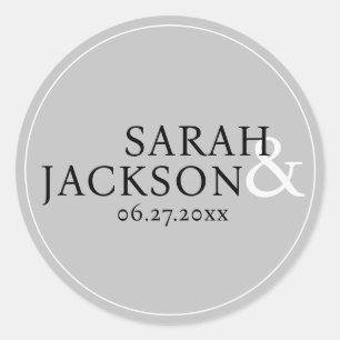 Modern Colourful Simple Font Weddng Classic Round Sticker