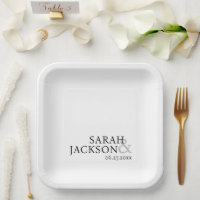 Modern Colourful Simple Font Weddng Paper Plate