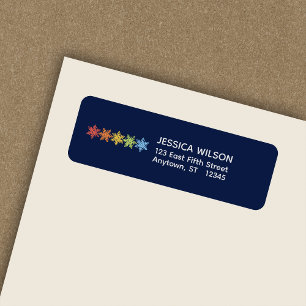 Modern Colourful Snowflake Christmas Return Addres Address Label
