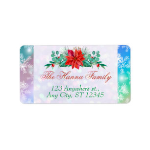 Modern Colourful Snowflake Winter Christmas Addres Label