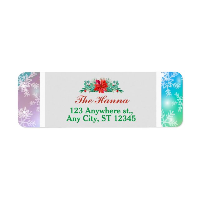 Modern Colourful Snowflake Winter Christmas Addres Return Address Label (Front)