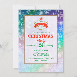 Modern Colourful Snowflake Winter Christmas party Invitation