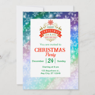 Modern Colourful Snowflake Winter Christmas party Invitation