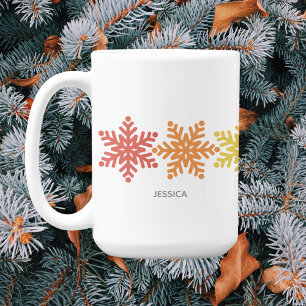 Modern Colourful Snowflakes Christmas Coffee Mug