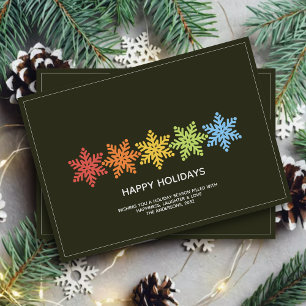 Modern Colourful Snowflakes Christmas Holiday Card