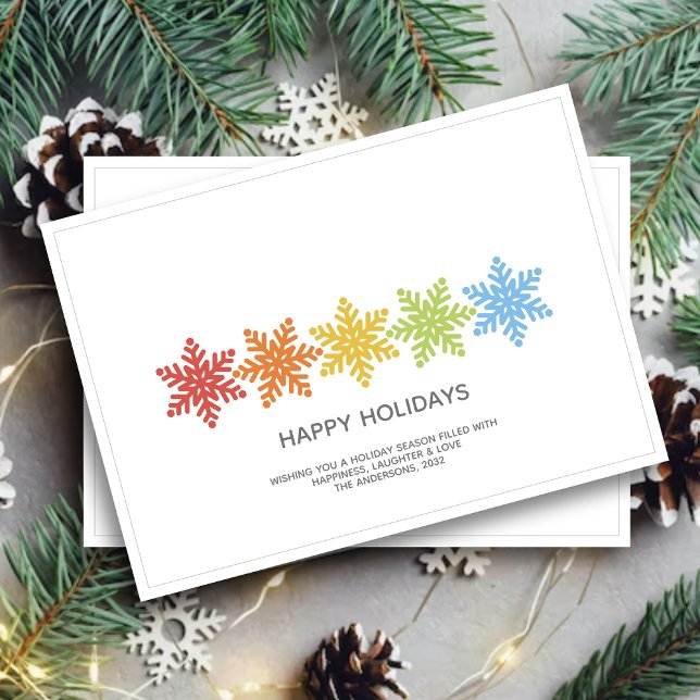 Modern Colourful Snowflakes Christmas Holiday Card (Creator Uploaded)