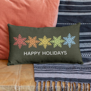 Modern Colourful Snowflakes Christmas Lumbar Cushion