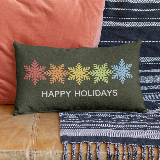 Modern Colourful Snowflakes Christmas Lumbar Cushion (Creator Uploaded)