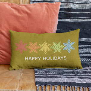 Modern Colourful Snowflakes Christmas Lumbar Cushion