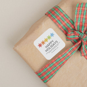 Modern Colourful Snowflakes Christmas Square Sticker