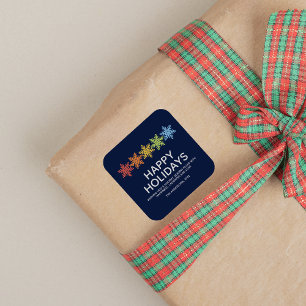 Modern Colourful Snowflakes Christmas Square Sticker