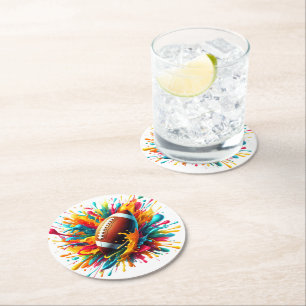 Modern Colourful Splash Game Ball Sports Round Paper Coaster