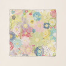 Modern, Colourful, Spring Floral Chiffon Scarf