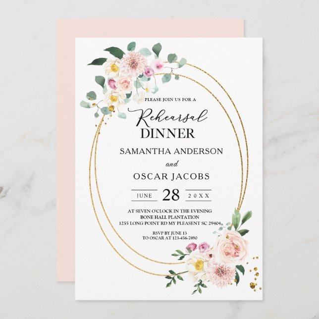 Modern Colourful Spring Watercolor Flowers Invitation (Front/Back)