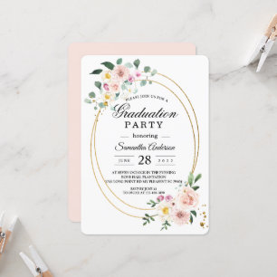 Modern Colourful Spring Watercolor Flowers Invitation