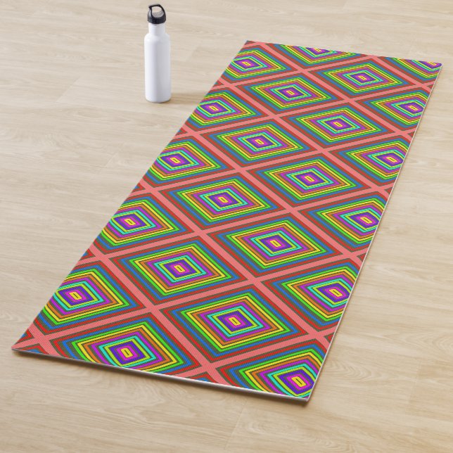 Modern colourful square geometric pattern graphic  yoga mat (In Situ)