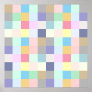 Modern Colourful Squares Chequered Pattern Poster