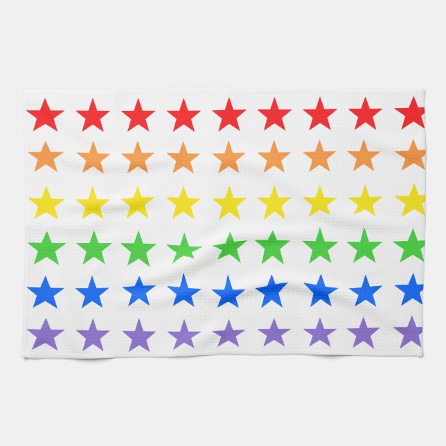 Modern Colourful Starry Pattern Tea Towel (Horizontal)