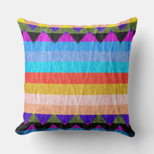 Modern Colourful Stripe Chevron Leather Cushion