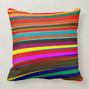 Modern Colourful Stripes Throw Pillow.  Cushion
