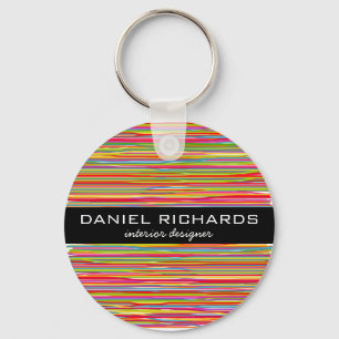 Modern Colourful Stripes Vibrant Interior Designer Key Ring