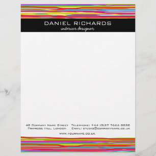 Modern Colourful Stripes Vibrant Interior Designer Personalized Letterhead