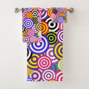Modern Colourful Stylish Concentric Circles Bath Towel Set