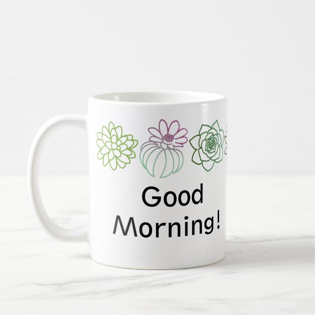 Modern Colourful Succulents Personalised Mug (Left)