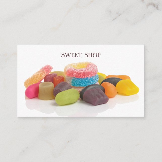 Modern Colourful Sweet Shop Business Card (Front)