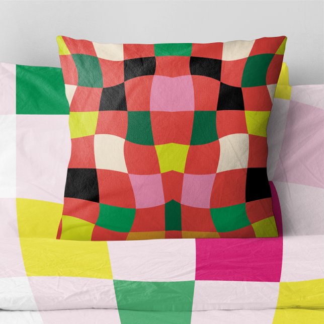 Modern Colourful Tartan Plaid Christmas Cushion (Creator Uploaded)