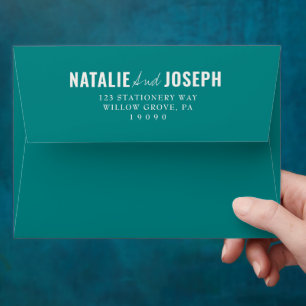 Modern Colourful Teal Whimsical Unique Wedding Envelope