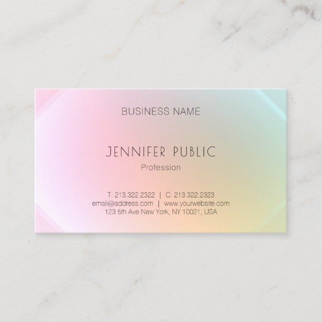 Modern Colourful Template Elegant Professional Business Card (Front)