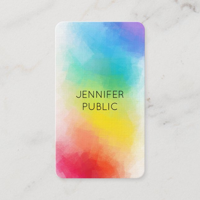 Modern Colourful Template Rainbow Colours Elegant Business Card (Front)