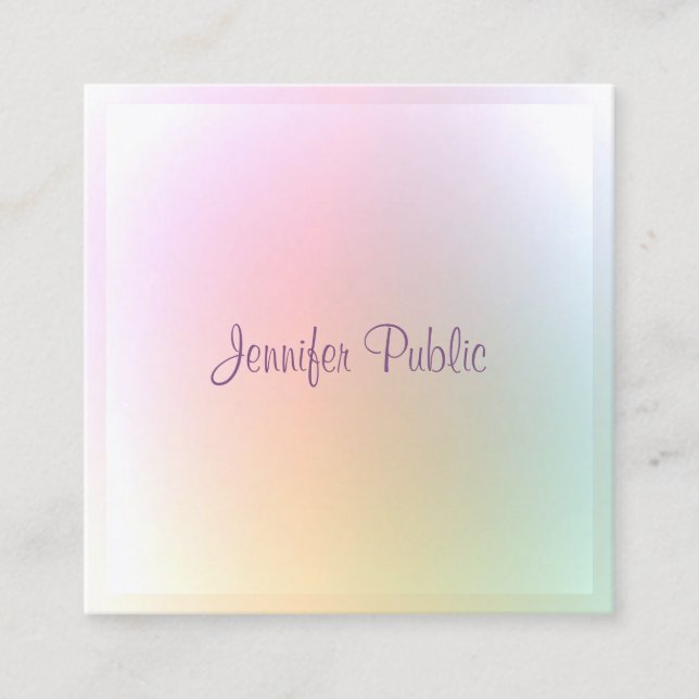 Modern Colourful Template Script Professional Square Business Card (Front)