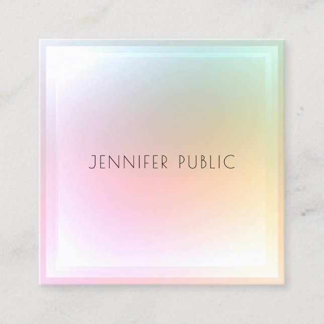 Modern Colourful Template Trendy Elegant Design Square Business Card (Front)