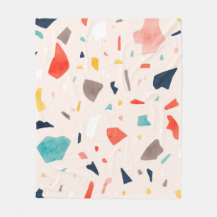 Modern colourful Terrazzo seamless patterns with c Fleece Blanket