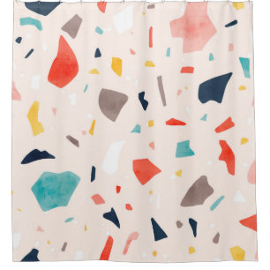 Modern colourful Terrazzo seamless patterns with c Shower Curtain