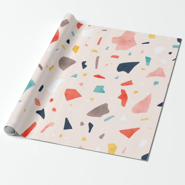 Modern colourful Terrazzo seamless patterns with c Wrapping Paper (Unrolled)